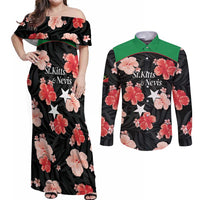 Custom Saint Kitts and Nevis Cricket Couples Matching Off Shoulder Maxi Dress and Long Sleeve Button Shirt 2025 Go Patriots Tropical Style - Wonder Print Shop