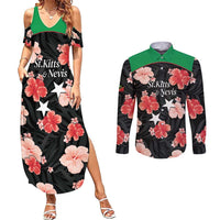Custom Saint Kitts and Nevis Cricket Couples Matching Summer Maxi Dress and Long Sleeve Button Shirt 2025 Go Patriots Tropical Style - Wonder Print Shop