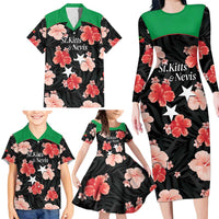 Custom Saint Kitts and Nevis Cricket Family Matching Long Sleeve Bodycon Dress and Hawaiian Shirt 2025 Go Patriots Tropical Style - Wonder Print Shop