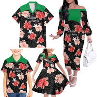 Custom Saint Kitts and Nevis Cricket Family Matching Off The Shoulder Long Sleeve Dress and Hawaiian Shirt 2025 Go Patriots Tropical Style - Wonder Print Shop