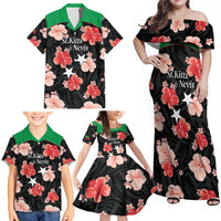 Custom Saint Kitts and Nevis Cricket Family Matching Off Shoulder Maxi Dress and Hawaiian Shirt 2025 Go Patriots Tropical Style - Wonder Print Shop