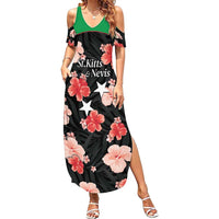 Custom Saint Kitts and Nevis Cricket Family Matching Summer Maxi Dress and Hawaiian Shirt 2025 Go Patriots Tropical Style - Wonder Print Shop