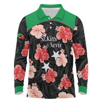 Custom Saint Kitts and Nevis Cricket Long Sleeve Polo Shirt 2025 Go Patriots Tropical Style - Wonder Print Shop