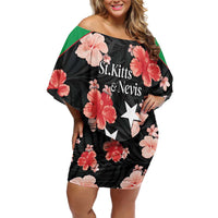 Custom Saint Kitts and Nevis Cricket Off Shoulder Short Dress 2025 Go Patriots Tropical Style - Wonder Print Shop