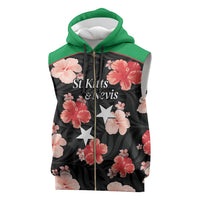 Custom Saint Kitts and Nevis Cricket Sleeveless Zip Hoodie 2025 Go Patriots Tropical Style - Wonder Print Shop