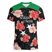 Custom Saint Kitts and Nevis Cricket Women V-Neck T-Shirt 2025 Go Patriots Tropical Style - Wonder Print Shop