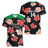 Custom Saint Kitts and Nevis Cricket Women V-Neck T-Shirt 2025 Go Patriots Tropical Style - Wonder Print Shop