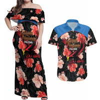 Custom Antigua and Barbuda Cricket Couples Matching Off Shoulder Maxi Dress and Hawaiian Shirt 2025 Go Falcons Tropical Style - Wonder Print Shop
