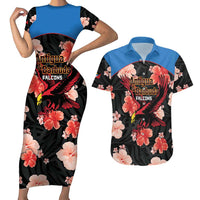Custom Antigua and Barbuda Cricket Couples Matching Short Sleeve Bodycon Dress and Hawaiian Shirt 2025 Go Falcons Tropical Style - Wonder Print Shop