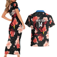 Custom Antigua and Barbuda Cricket Couples Matching Short Sleeve Bodycon Dress and Hawaiian Shirt 2025 Go Falcons Tropical Style - Wonder Print Shop