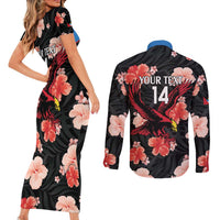 Custom Antigua and Barbuda Cricket Couples Matching Short Sleeve Bodycon Dress and Long Sleeve Button Shirt 2025 Go Falcons Tropical Style - Wonder Print Shop