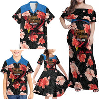 Custom Antigua and Barbuda Cricket Family Matching Off Shoulder Maxi Dress and Hawaiian Shirt 2025 Go Falcons Tropical Style - Wonder Print Shop