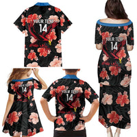 Custom Antigua and Barbuda Cricket Family Matching Puletasi and Hawaiian Shirt 2025 Go Falcons Tropical Style - Wonder Print Shop