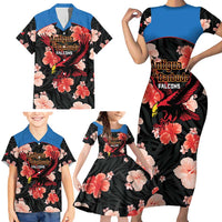 Custom Antigua and Barbuda Cricket Family Matching Short Sleeve Bodycon Dress and Hawaiian Shirt 2025 Go Falcons Tropical Style - Wonder Print Shop