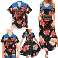 Custom Antigua and Barbuda Cricket Family Matching Summer Maxi Dress and Hawaiian Shirt 2025 Go Falcons Tropical Style - Wonder Print Shop