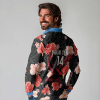 Custom Antigua and Barbuda Cricket Long Sleeve Polo Shirt 2025 Go Falcons Tropical Style - Wonder Print Shop