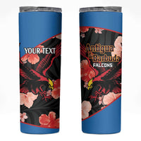 Custom Antigua and Barbuda Cricket Skinny Tumbler 2025 Go Falcons Tropical Style - Wonder Print Shop