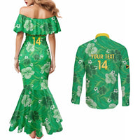 Custom Jamaica Cricket Couples Matching Mermaid Dress and Long Sleeve Button Shirt Fi Wi Tallawahs Tropical Style - Wonder Print Shop