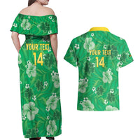 Custom Jamaica Cricket Couples Matching Off Shoulder Maxi Dress and Hawaiian Shirt Fi Wi Tallawahs Tropical Style - Wonder Print Shop