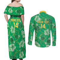 Custom Jamaica Cricket Couples Matching Off Shoulder Maxi Dress and Long Sleeve Button Shirt Fi Wi Tallawahs Tropical Style - Wonder Print Shop