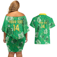 Custom Jamaica Cricket Couples Matching Off Shoulder Short Dress and Hawaiian Shirt Fi Wi Tallawahs Tropical Style - Wonder Print Shop