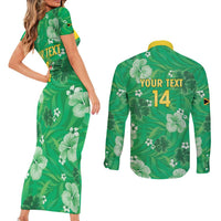 Custom Jamaica Cricket Couples Matching Short Sleeve Bodycon Dress and Long Sleeve Button Shirt Fi Wi Tallawahs Tropical Style - Wonder Print Shop