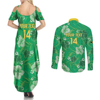 Custom Jamaica Cricket Couples Matching Summer Maxi Dress and Long Sleeve Button Shirt Fi Wi Tallawahs Tropical Style - Wonder Print Shop