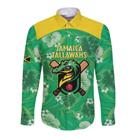 Custom Jamaica Cricket Long Sleeve Button Shirt Fi Wi Tallawahs Tropical Style - Wonder Print Shop