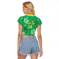 Custom Jamaica Cricket Raglan Cropped T Shirt Fi Wi Tallawahs Tropical Style - Wonder Print Shop