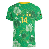 Custom Jamaica Cricket Women V-Neck T-Shirt Fi Wi Tallawahs Tropical Style - Wonder Print Shop
