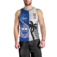 Custom Fiji And Samoa Rugby Men Tank Top 2023 World Cup Samoan Mix Tapa Pattern - Wonder Print Shop