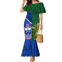 Samoa And Ireland Rugby Family Matching Mermaid Dress and Hawaiian Shirt 2023 World Cup Manu Samoa With Shamrocks - Wonder Print Shop