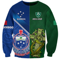 Samoa And Ireland Rugby Sweatshirt 2023 World Cup Manu Samoa With Shamrocks - Wonder Print Shop