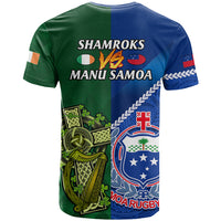 Samoa And Ireland Rugby T Shirt 2023 World Cup Manu Samoa With Shamrocks - Wonder Print Shop