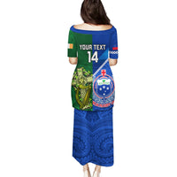 Custom Samoa And Ireland Rugby Family Matching Puletasi Dress and Hawaiian Shirt 2023 World Cup Manu Samoa With Shamrocks - Wonder Print Shop