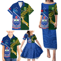 Samoa And South Africa Rugby Family Matching Puletasi Dress and Hawaiian Shirt 2023 World Cup Manu Samoa With Springboks - Wonder Print Shop