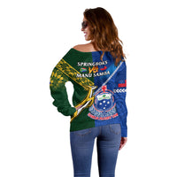 Samoa And South Africa Rugby Off Shoulder Sweater 2023 World Cup Manu Samoa With Springboks - Wonder Print Shop