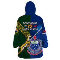Samoa And South Africa Rugby Wearable Blanket Hoodie 2023 World Cup Manu Samoa With Springboks - Wonder Print Shop
