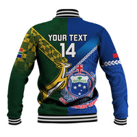 Custom Samoa And South Africa Rugby Baseball Jacket 2023 World Cup Manu Samoa With Springboks - Wonder Print Shop