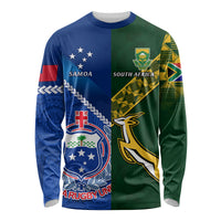 Custom Samoa And South Africa Rugby Long Sleeve Shirt 2023 World Cup Manu Samoa With Springboks - Wonder Print Shop