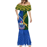 Custom Samoa And South Africa Rugby Mermaid Dress 2023 World Cup Manu Samoa With Springboks - Wonder Print Shop