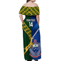Custom Samoa And South Africa Rugby Off Shoulder Maxi Dress 2023 World Cup Manu Samoa With Springboks - Wonder Print Shop