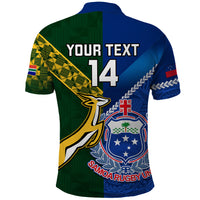Custom Samoa And South Africa Rugby Polo Shirt 2023 World Cup Manu Samoa With Springboks - Wonder Print Shop