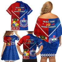 Samoa And Tonga Rugby Family Matching Off Shoulder Short Dress and Hawaiian Shirt 2023 World Cup Manu Samoa With Ikale Tahi - Wonder Print Shop