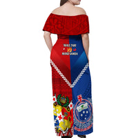 Samoa And Tonga Rugby Off Shoulder Maxi Dress 2023 World Cup Manu Samoa With Ikale Tahi - Wonder Print Shop