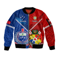 Samoa And Tonga Rugby Sleeve Zip Bomber Jacket 2023 World Cup Manu Samoa With Ikale Tahi - Wonder Print Shop