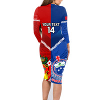 Custom Samoa And Tonga Rugby Family Matching Long Sleeve Bodycon Dress and Hawaiian Shirt 2023 World Cup Manu Samoa With Ikale Tahi - Wonder Print Shop