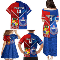 Custom Samoa And Tonga Rugby Family Matching Puletasi Dress and Hawaiian Shirt 2023 World Cup Manu Samoa With Ikale Tahi - Wonder Print Shop