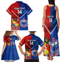 Custom Samoa And Tonga Rugby Family Matching Tank Maxi Dress and Hawaiian Shirt 2023 World Cup Manu Samoa With Ikale Tahi - Wonder Print Shop
