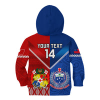 Custom Samoa And Tonga Rugby Kid Hoodie 2023 World Cup Manu Samoa With Ikale Tahi - Wonder Print Shop